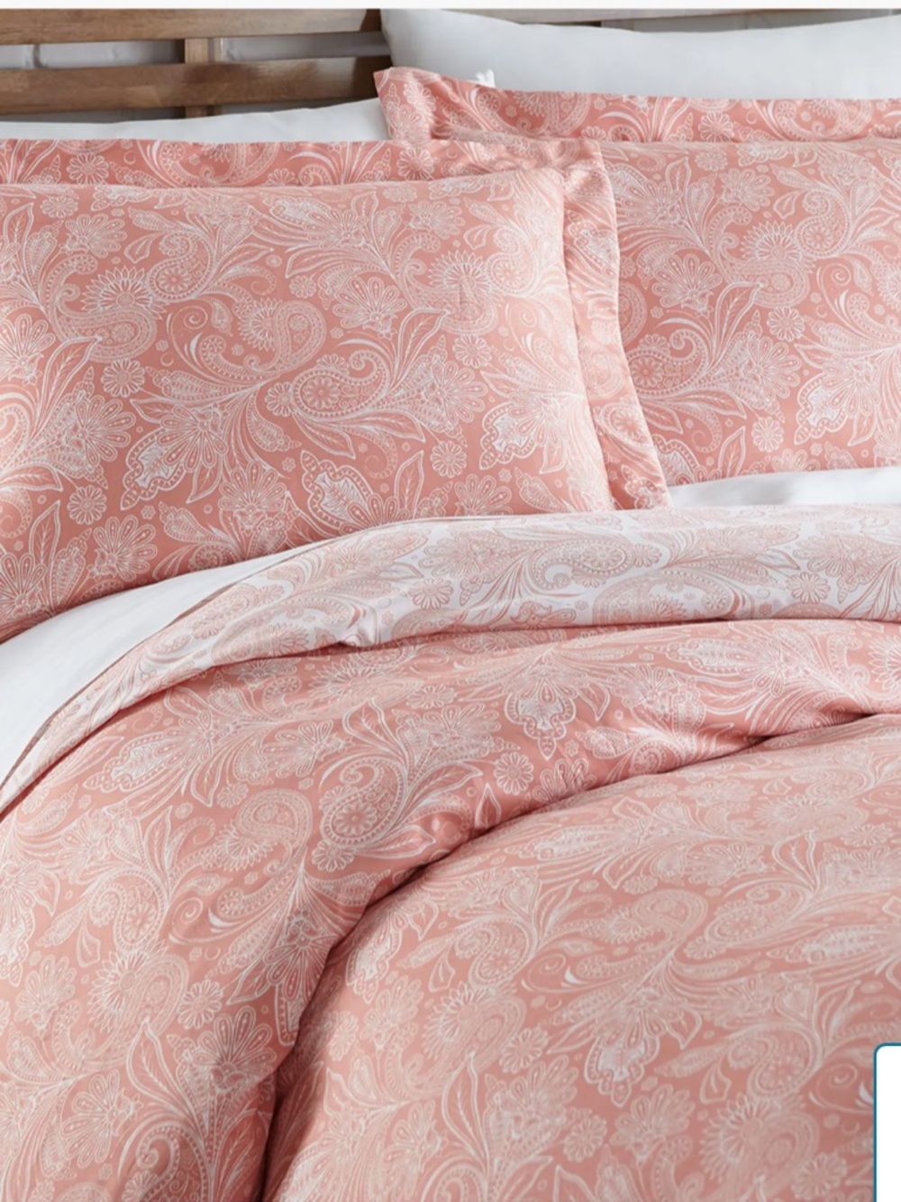 Coral Duvet Cover Set King Size Paisley Floral